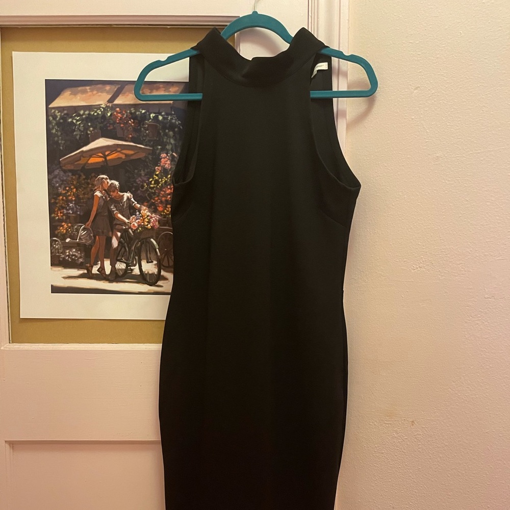 Black midi halter dress with unique back cut-out